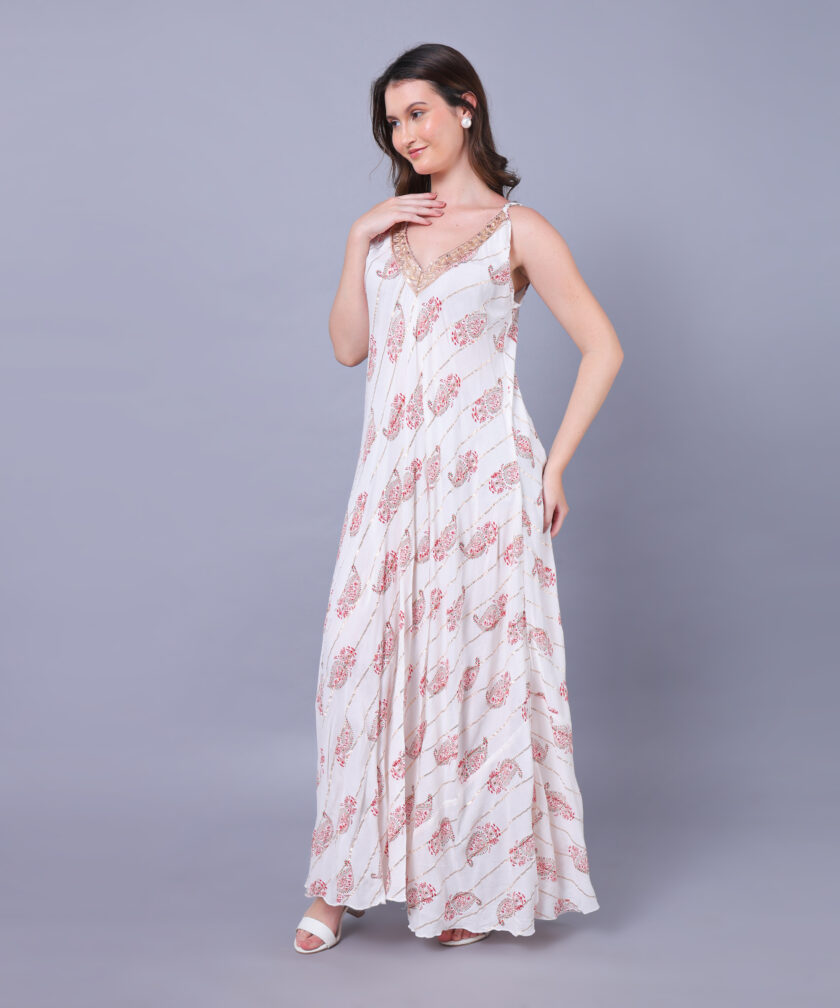 Mihas Women's Printed Maxi Dress, V-Neck, Sleeveless, Paisley Pattern - Image 5