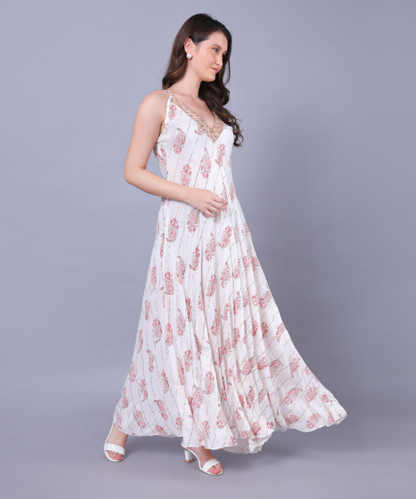 Mihas Women's Printed Maxi Dress, V-Neck, Sleeveless, Paisley Pattern - Image 6