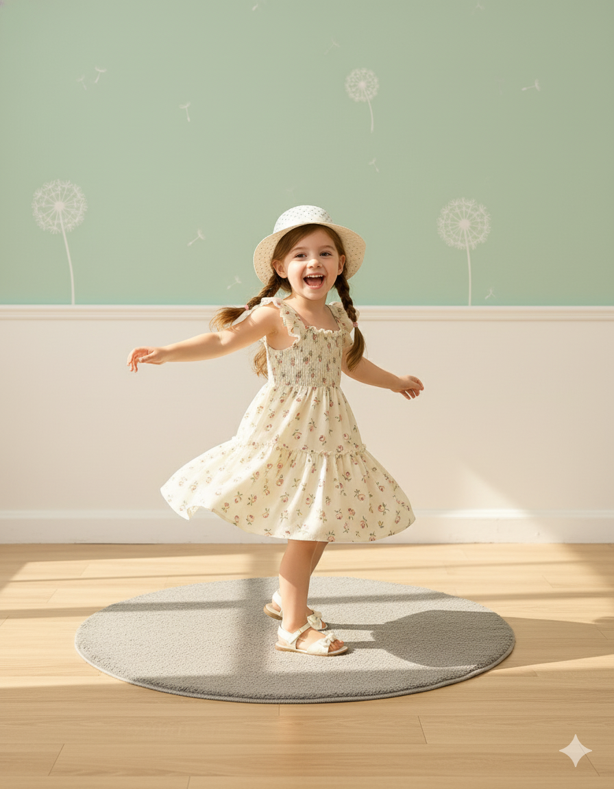 Mihas White Floral Printed Flared Sleeve Baby Dress - Image 4