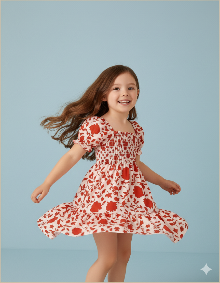 Mihas Multi-Color Floral Printed Short Sleeve A-Line Baby Dress - Image 4