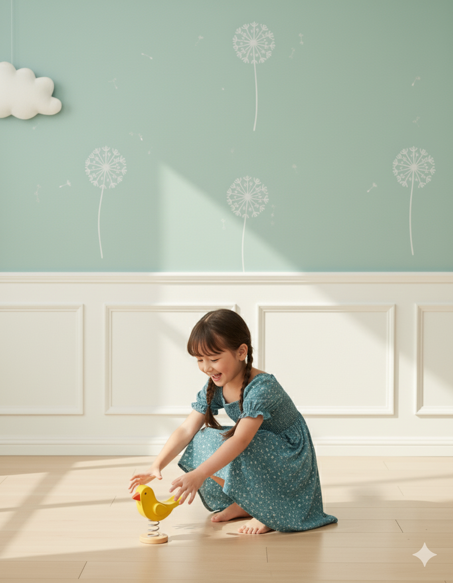 Mihas Rama Green Flower Printed Short Sleeve Girls Dress - Image 3