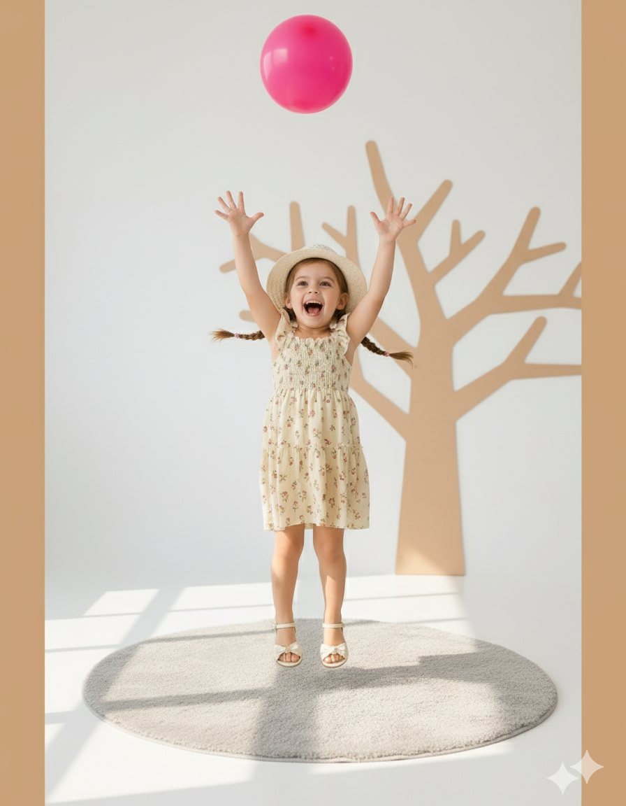 Mihas White Floral Printed Flared Sleeve Baby Dress - Image 3