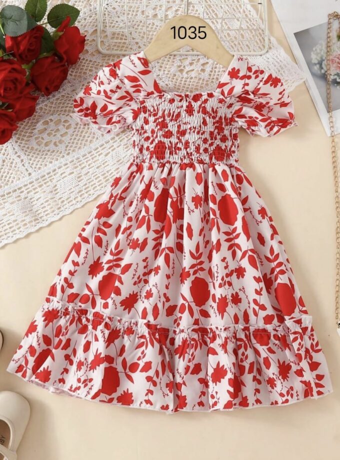 Mihas Multi-Color Floral Printed Short Sleeve A-Line Baby Dress