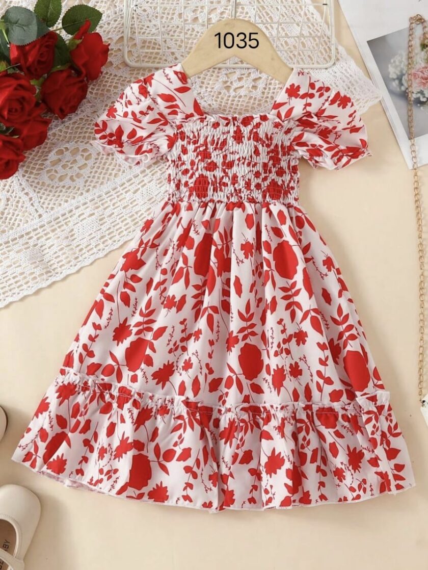 Mihas Multi-Color Floral Printed Short Sleeve A-Line Baby Dress