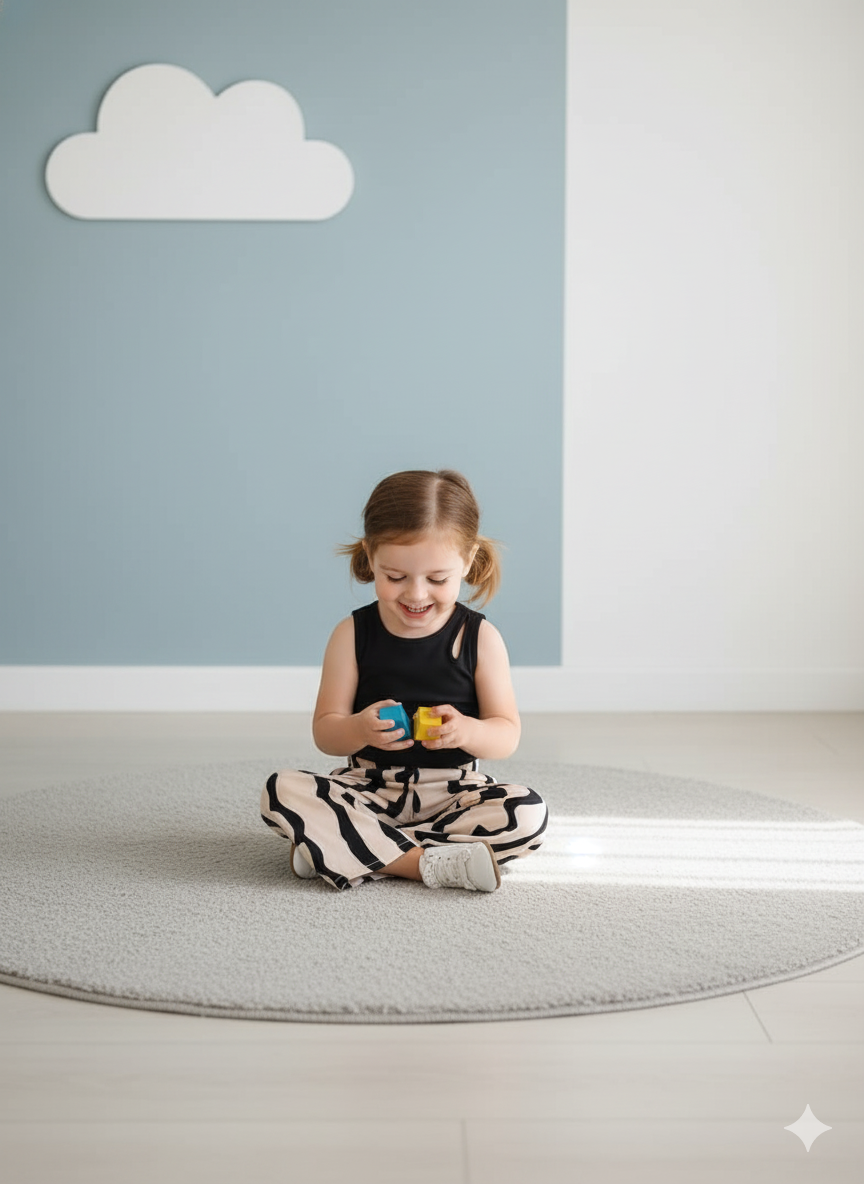 Stylish Abstract Print Pant & Black Crop Top Set – Cotton Spandex - Image 3